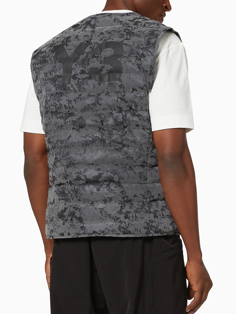 Y-3 Men's Duck Down Puffer Vest in Reflective Marbled Gray